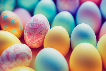 Fototapeta na wymiar happy Easter colorful eggs in the nest Generative AI Content by Midjourney