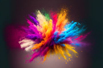 Explosion of colored powder on black background. Abstract colored background. Generative ai