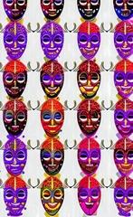 Glasbilder Schädel Venice carnival pattern with masks. AI-generated digital illustration.