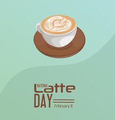 National latte day February 11 vector illustration, suitable for web banner poster or card campaign