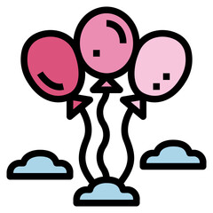 balloons filled outline icon style