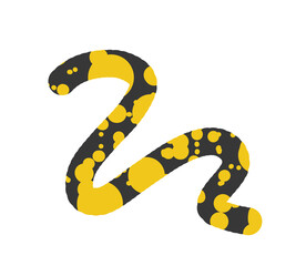 Element for web design template. Graphic gray line with yellow spots in the shape of a snake. PNG pattern. Set of gray-yellow elements.