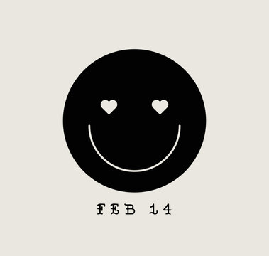Valentine love heart smille. Emoticon or emoji. Smiley vector illustration. 14 february
