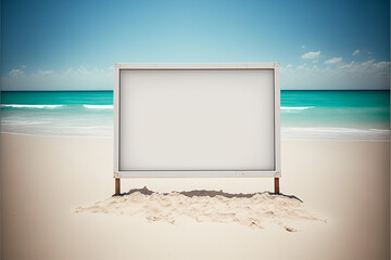 Empty sand beach in front of summer sea background with copy space