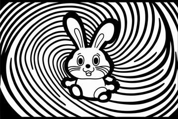 Rabbit, easter Illustration for Coloring book page for adults and kids - Generative AI