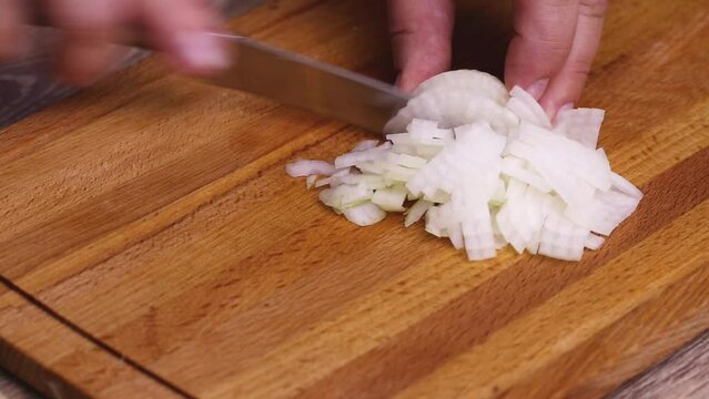Onion finely diced for salad, sauce, second course