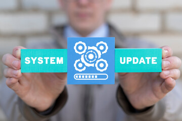 System update concept. Updating Software Data. Development, download and install update package.