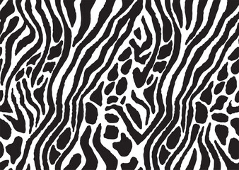 seamless leopard and zebra skin pattern - obrazy, fototapety, plakaty