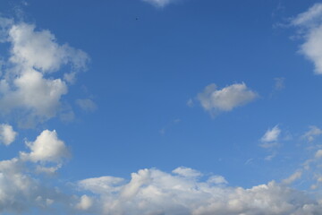 Obraz premium Panorama Blue sky and white clouds. Fluffy cloud in the blue sky background