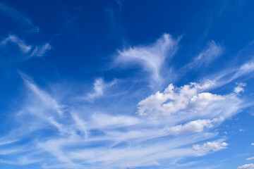 Panorama Blue sky and white clouds. Fluffy cloud in the blue sky background