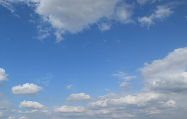 Obraz premium Panorama Blue sky and white clouds. Fluffy cloud in the blue sky background