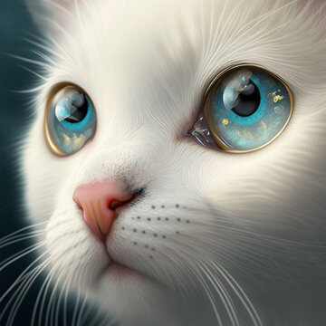 Photo Of Cute Little White Cat With Shining Eyes  