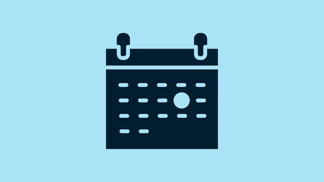 Blue Calendar death icon isolated on blue background. 4K Video motion graphic animation