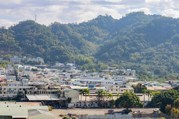 Sunny high angle view of the cityscape of Beitun District