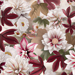 Beautiful beige floral illustration on a soft background