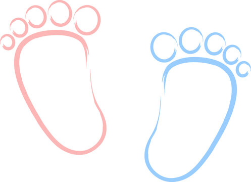 Baby-Fußabdruck rosa und blau, Baby Füße