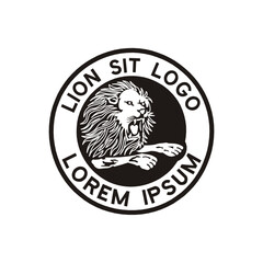 LION LOGO INSIDE CIRCLE SHAPE TEMPLATE SIGN