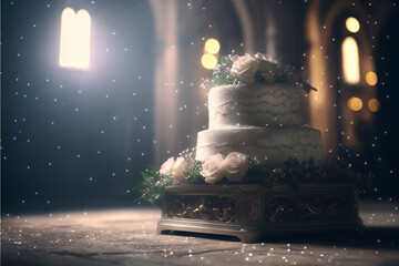 Torta de Matrimonio Iglesia Boda - Wedding Cake Church Marriage - Generative AI