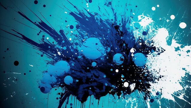 Blue splatter paint abstract background, Generative AI