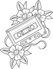 K7 Casette Tape Tattoo Vector Stencil T-shirt Print