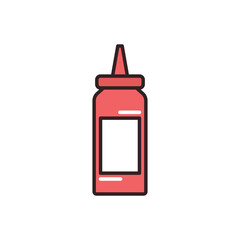Plastic bottle of ketchup icon. High quality coloured vector illustration.