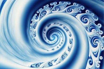 Winter holiday abstract twirling blue and white colors as background wallpaper header texture. Generative AI