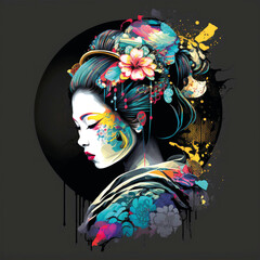 Geisha-Art-T-Shirt-Motiv – Generative AI