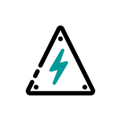 High voltage icon or danger vector symbol isolated on white background. Turquoise color.