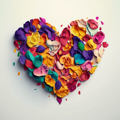 Fototapeta Serce z płatków róż, dzień zakochanych, miłość obraz