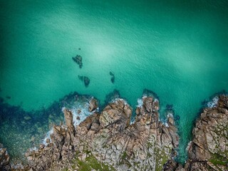 fishing rocks from above, pedn vounder