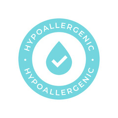 Hypoallergenic tested vector label with checked drop. Sticker for package graphic design - 565392336