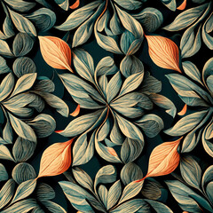 Naklejka na ściany i meble seamless pattern with leaves