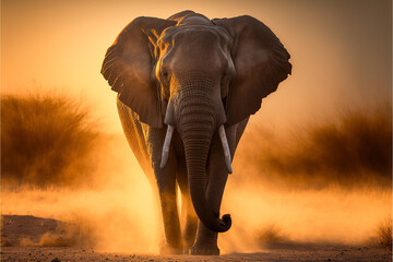 Fototapeta na wymiar Elefant im goldenen Licht