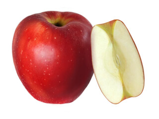 red apple with a slice of fruit
