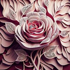 rose flower paper cut craft paper Generative AI