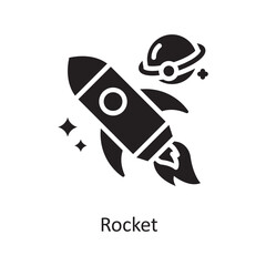 Rocket Vector Solid Icon Design illustration. Space Symbol on White background EPS 10 File