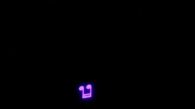 Animation purple musical notes isolate on black screen.