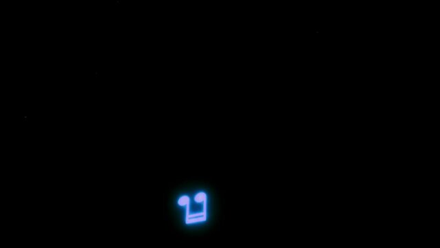 Animation blue musical notes isolate on black screen.