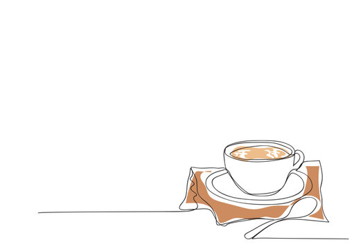 line art or One Line Drawing of coffee. and Coffee cup shop concept. minimalist,