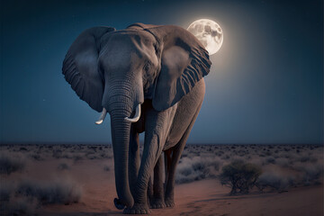 Fototapeta na wymiar Elefant im Mondschein