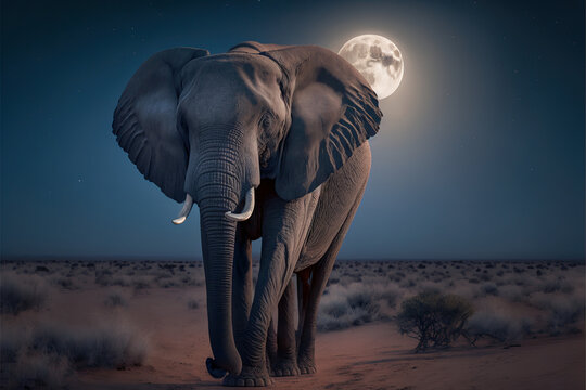 Elefant im Mondschein