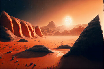 Naklejka premium illustration of desert mars scenario landscape