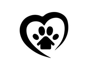 Love & Cat or Dog Paw Print, Pet Logo Design Template