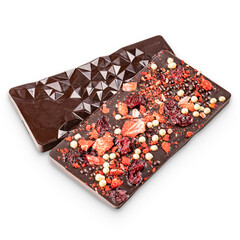 Chocolate bars with lyophilized fruit