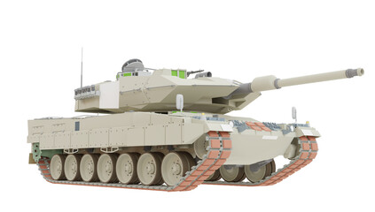Army tank, leopard 2a4, main tank, for armored infantry and cavalry units with white background. 3d rendering. © Juan