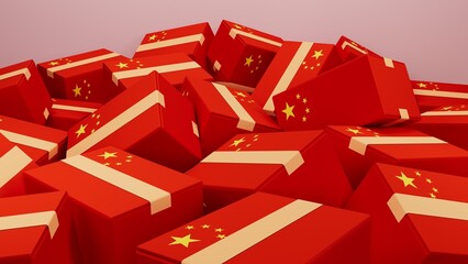 many of China parcel .3d render
