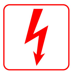 Lightening Thunder Electric Sign on Transparent Background