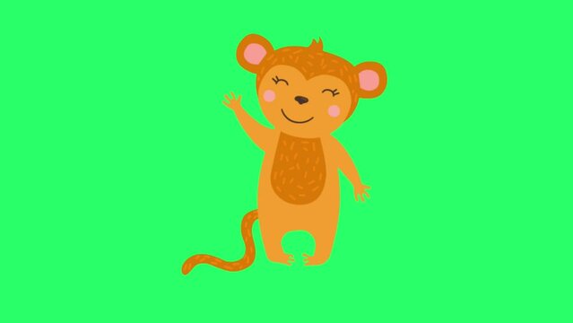 Animation monkey isolate on green screen.