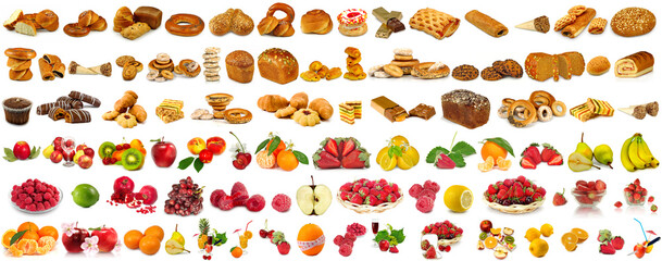   Lots of bread, vegetables and fruits