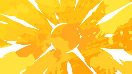 Obraz premium アニメ風_攻撃の衝撃っぽい爆発のエフェクトの背景_黄色_16:9